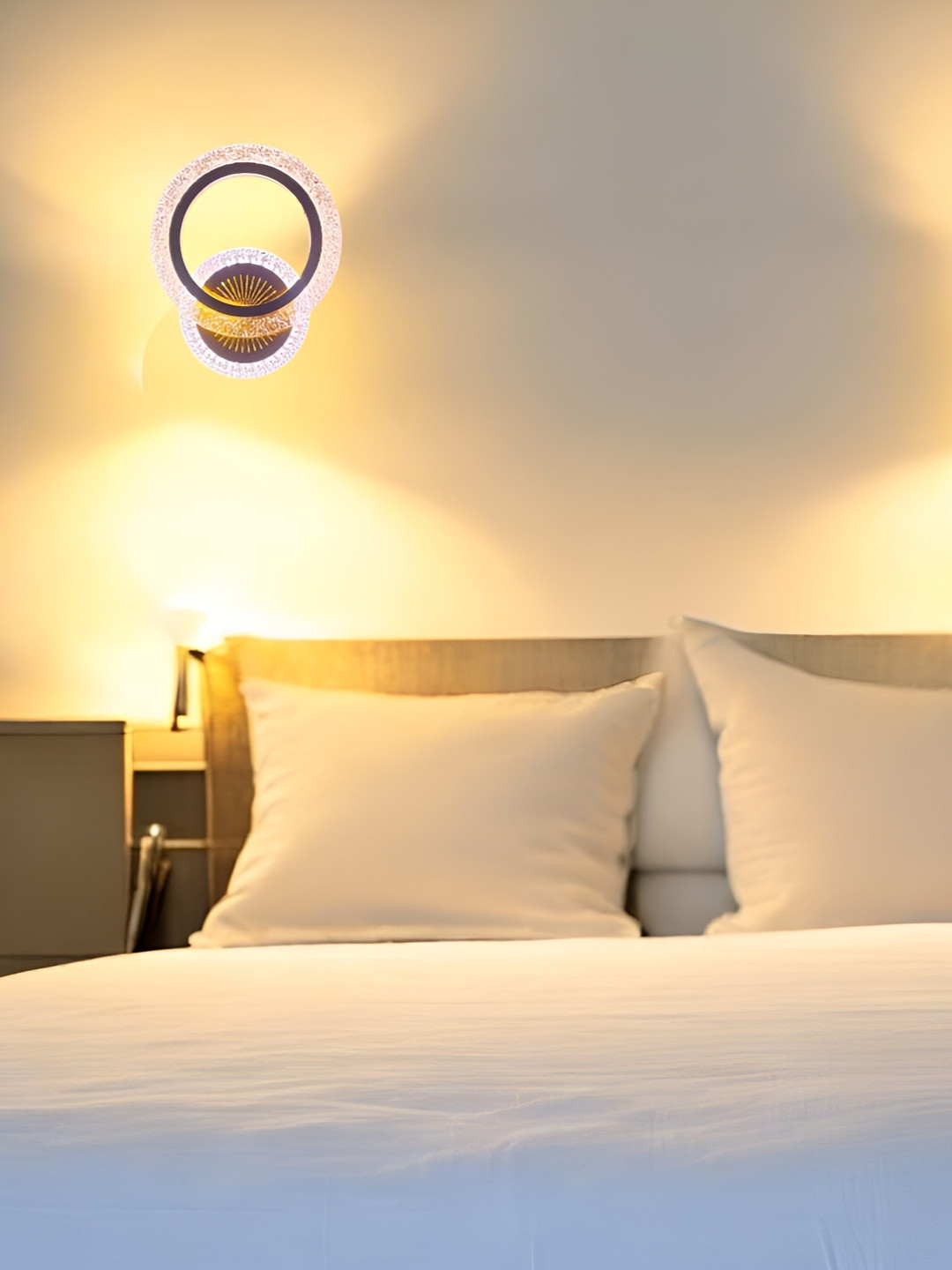 MFD HOME FURNISHING 2 Pcs Gold-Toned Solid Spherical Acrylic Crystal Wall Lamps