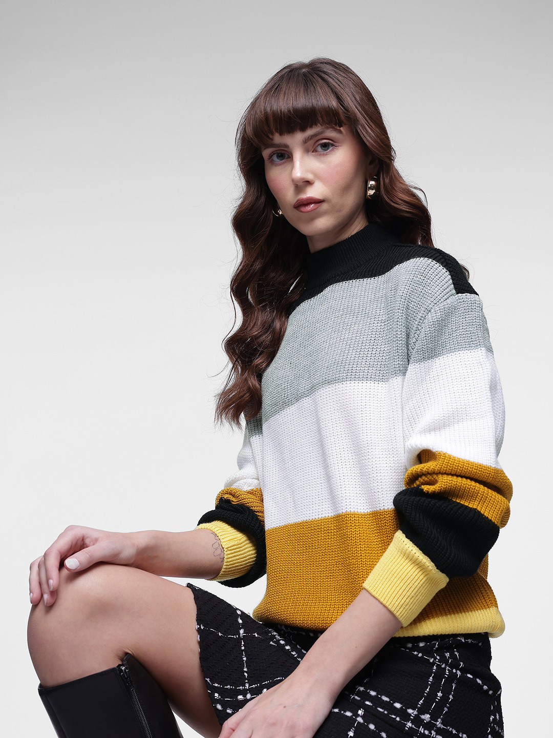 French Connection Self-Design Colourblocked Pullover