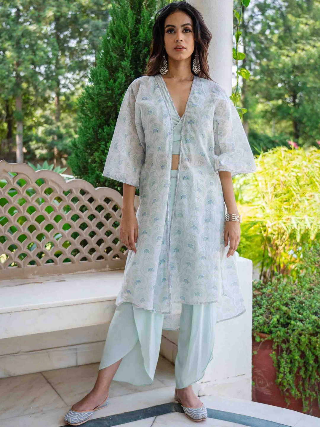 GRASS & SUNSHINE Women Ethnic Motifs Printed Kurta with Dhoti Pants