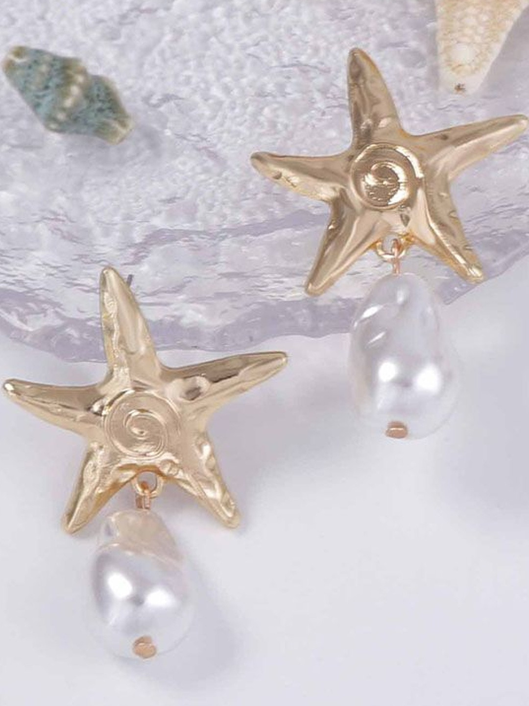 Stoln Pearls Beaded Starfish Shaped Drop Earrings
