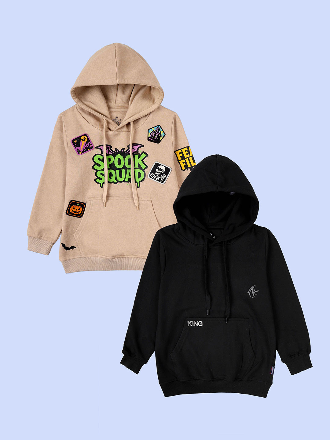 KiddoPanti Boys Pack of 2 Printed Hooded Sweatshirt