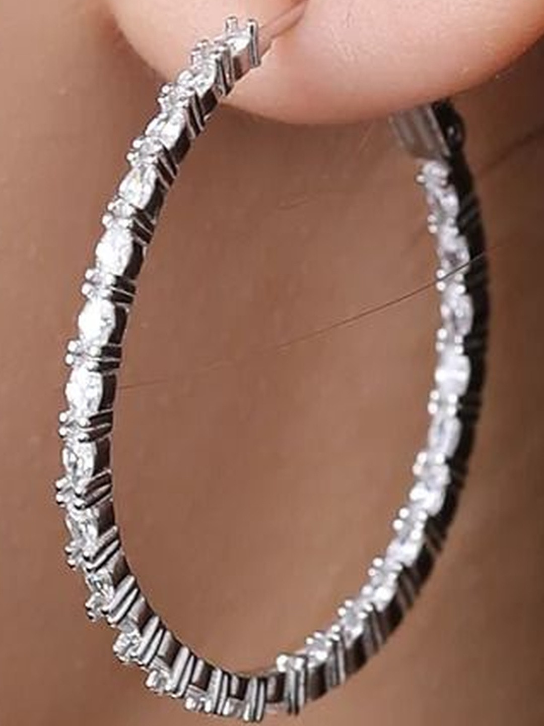 ANJ JEWELS Chandni Silver Hoop Earrings