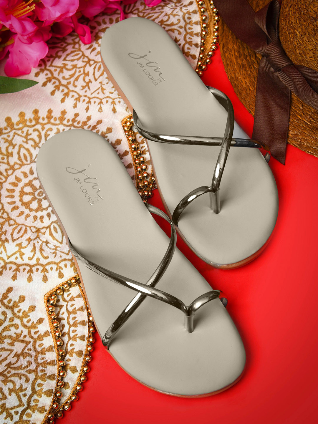 JM Looks Women leek Minimal Slip-On flat Sandals