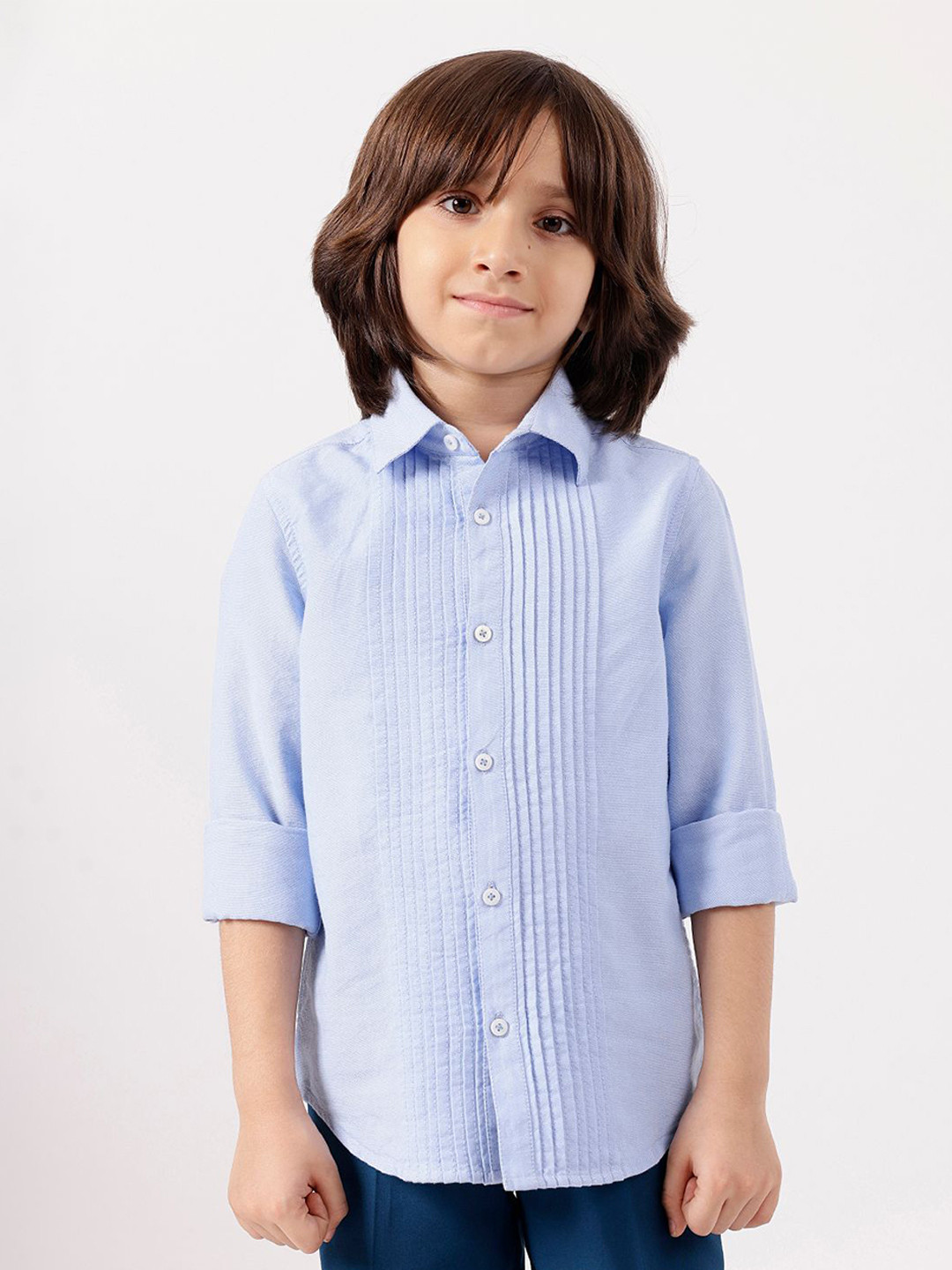 One Friday Regular Fit Ruffles Cotton Comfort Semiformal Shirt