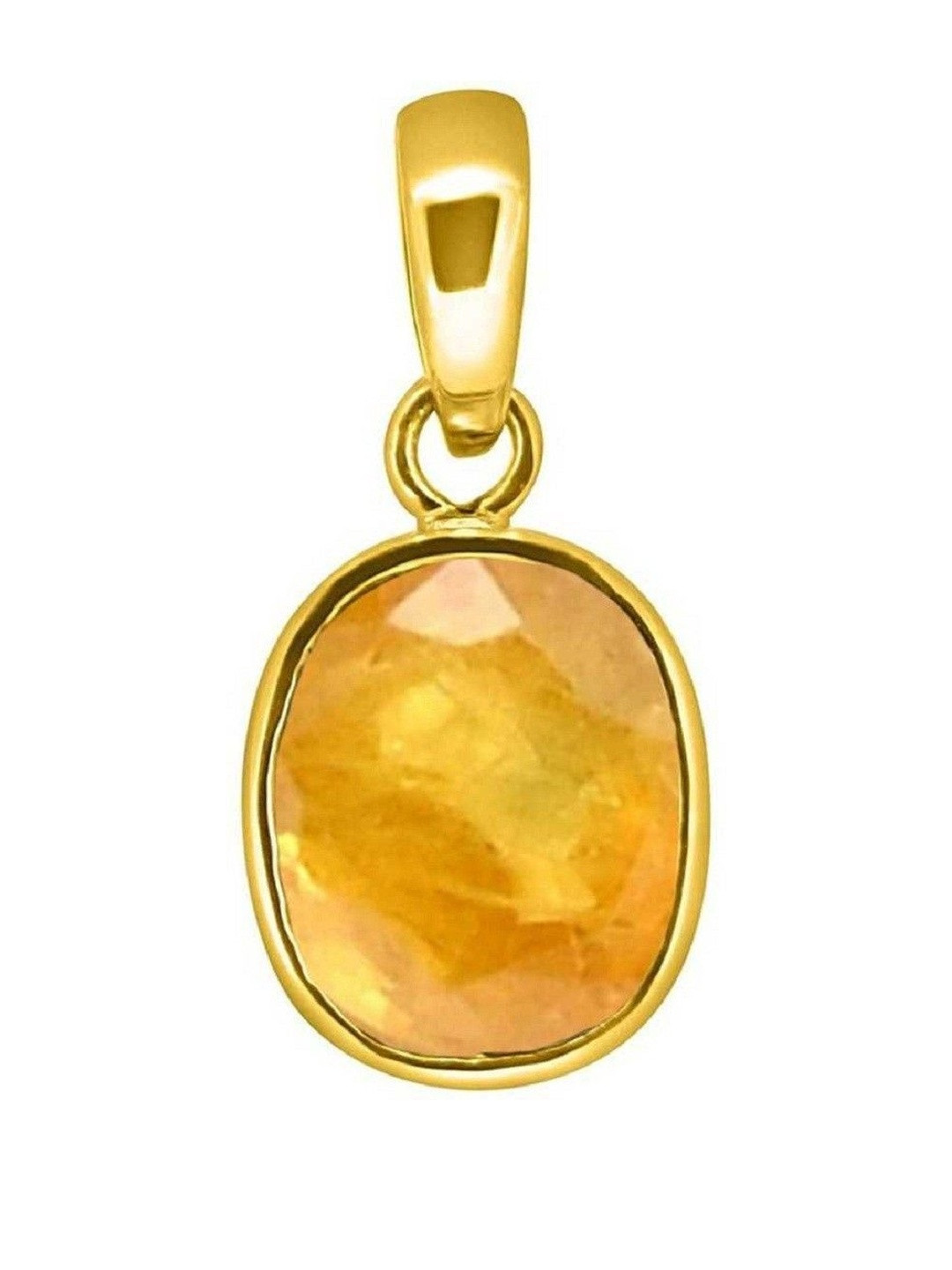 elitemart Gold-Plated Pukhraj Studded Oval Shaped Casual Pendant