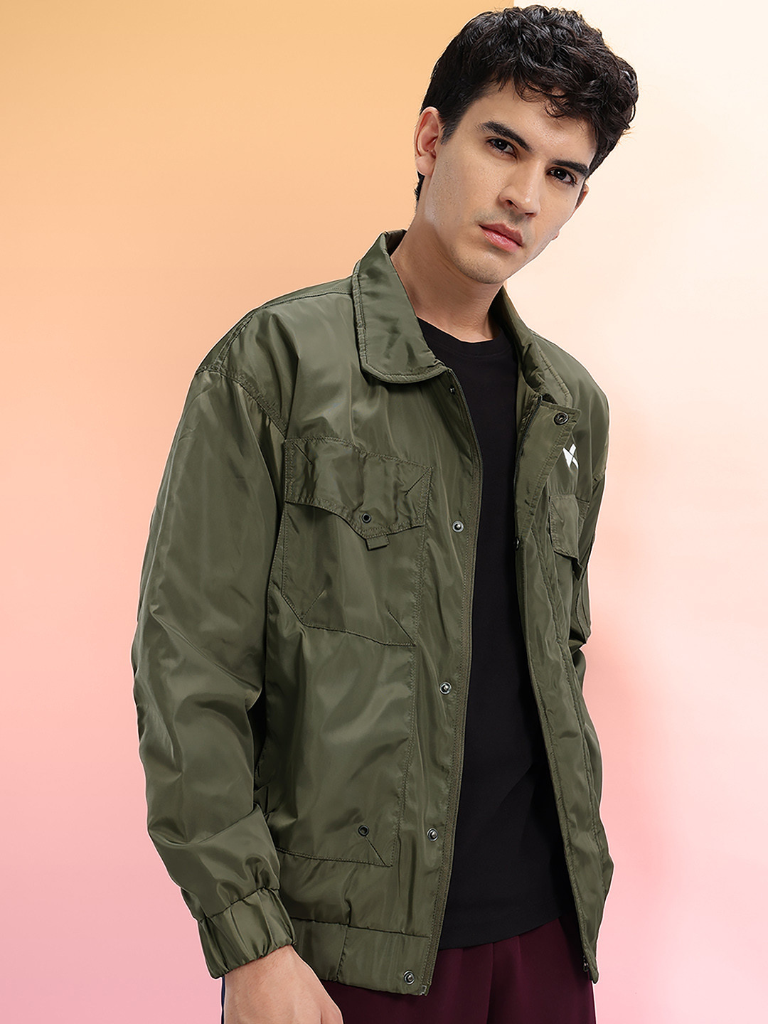HRX by Hrithik Roshan Spread Collar Drop-Shoulder Sleeves Lifestyle Bomber Jacket