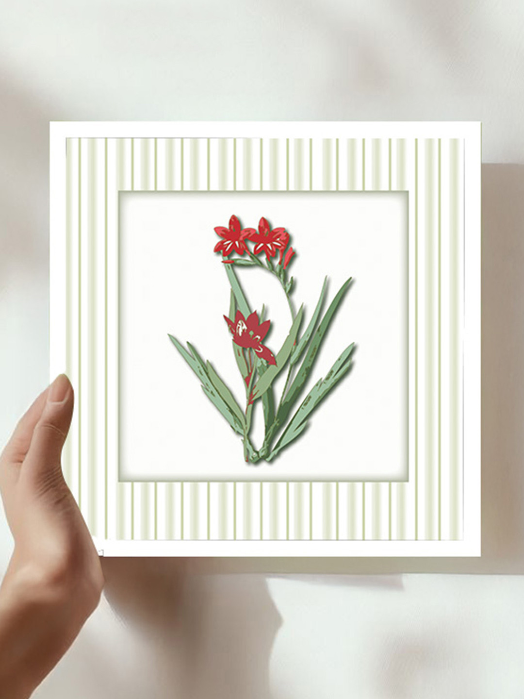 nestroots White & Gold-Toned Stem & Scarlet Canvas Wall Art