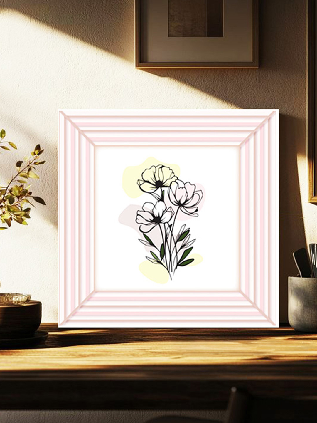 nestroots Black & White Blush Bloom Canvas Wall Art