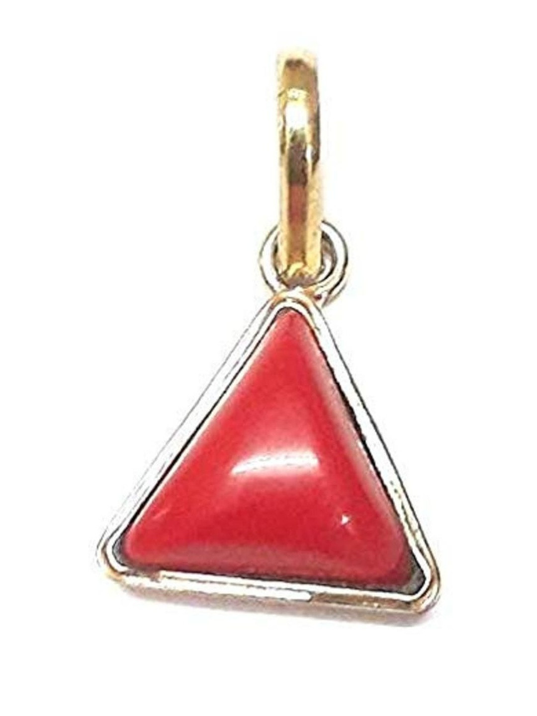 elitemart Men Silver-Plated Coral Stone Studded Triangular Shaped Pendant