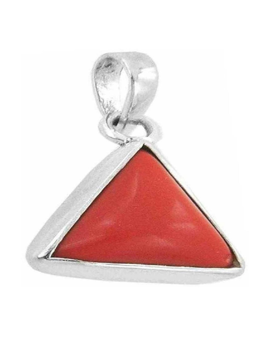 elitemart Silver-Plated Triangular Moonga Stone Pendant