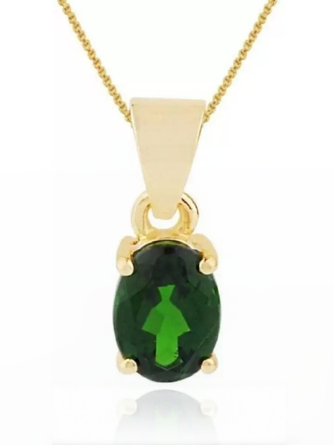elitemart Unisex Brass Emerald Oval Pendant