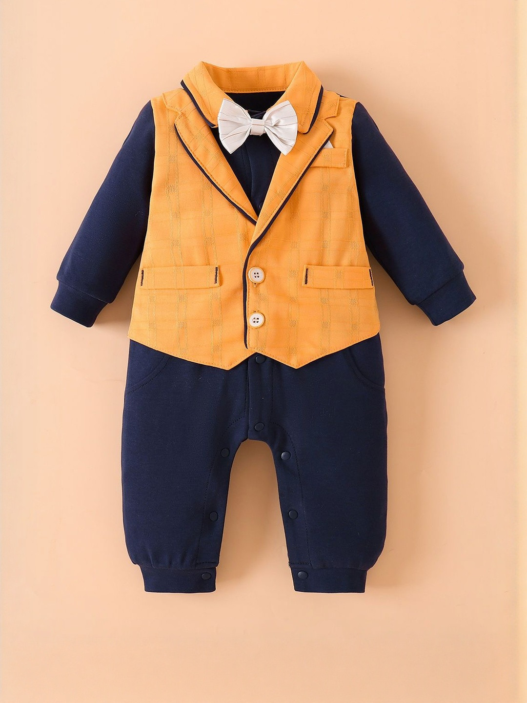 Hopscotch Boys Checkered Vest Bow Tie Romper