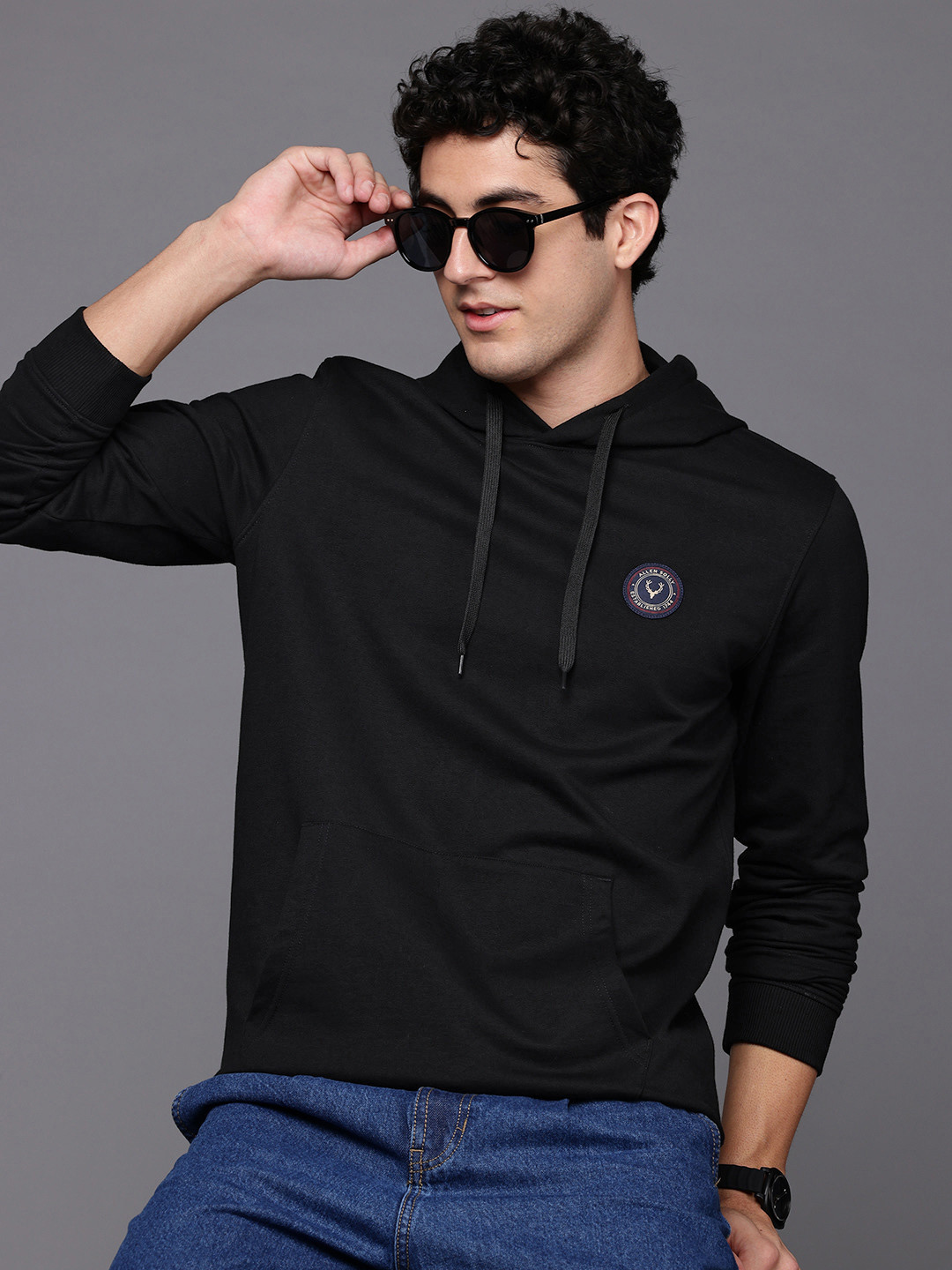 Allen Solly Brand Logo Applique Hooded Sweatshirt