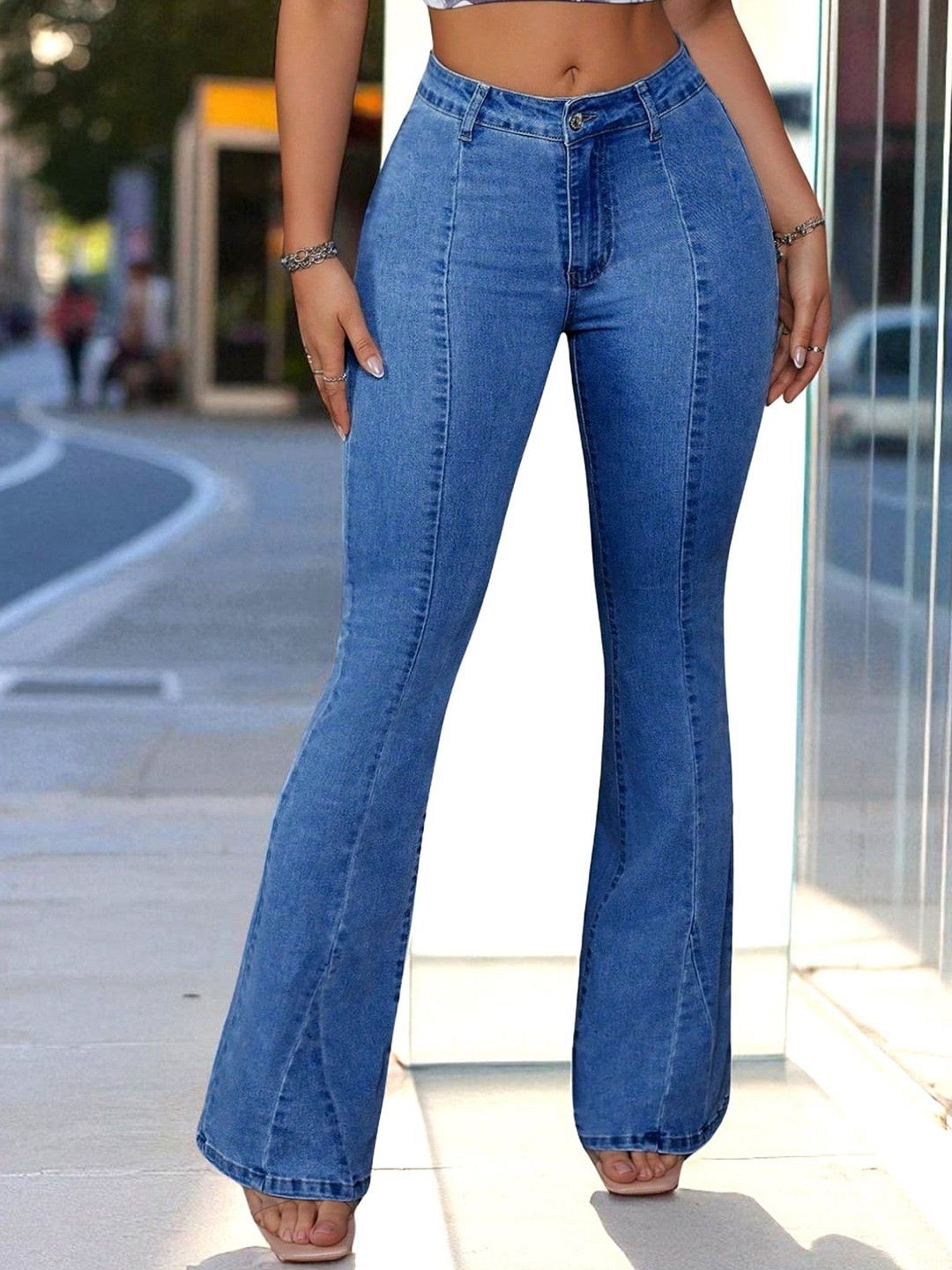 ROBECULT COLLECTION Women Flared Fit Boot Cut High Waist Jeans