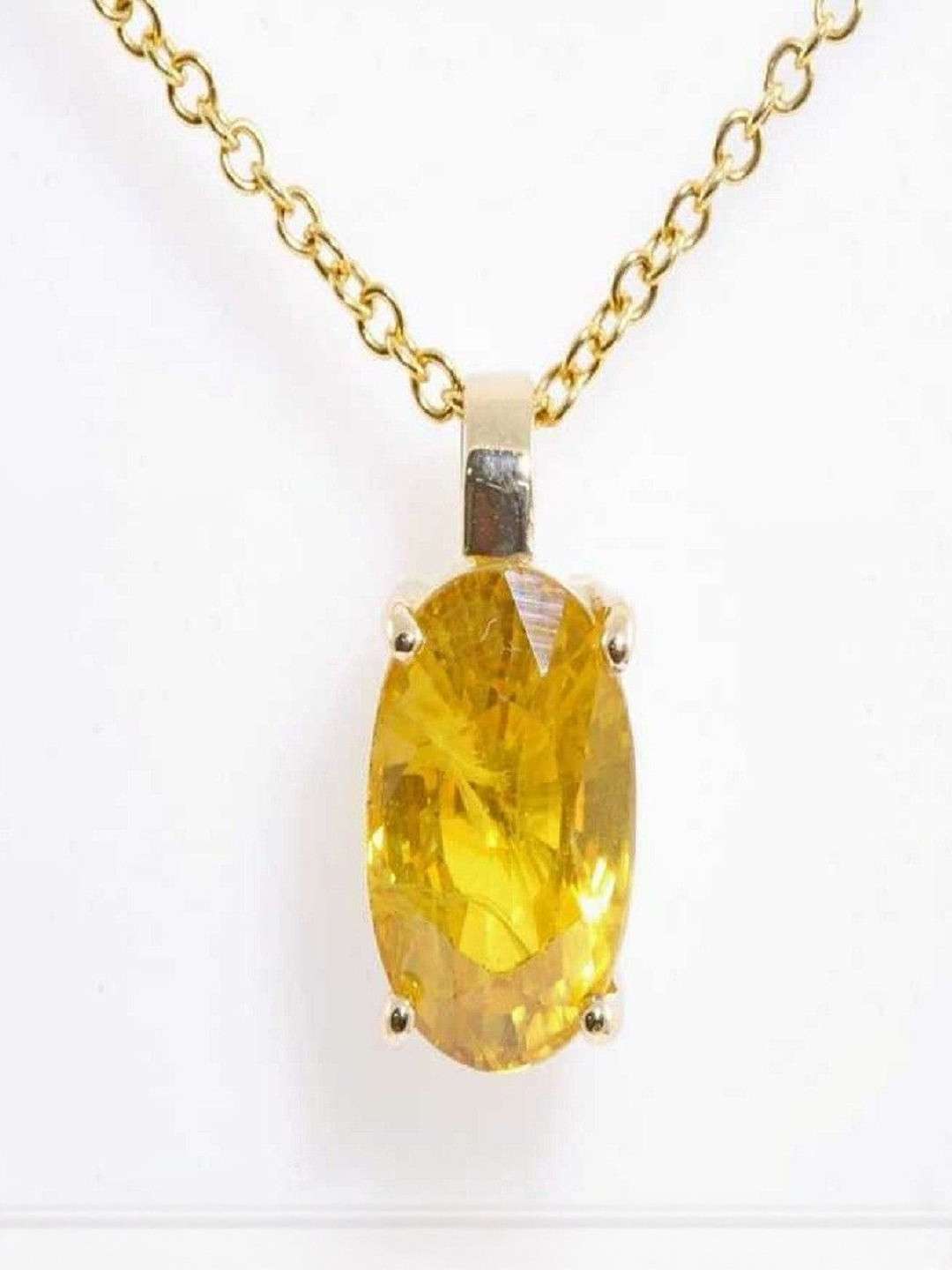 elitemart Gold-Plated Pukhraj Studded Oval Shaped Casual Pendant