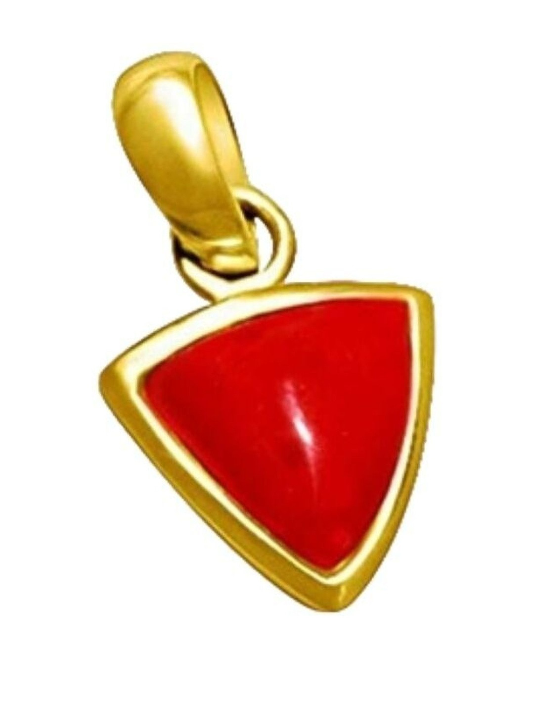 elitemart Unisex Gold-Plated Brass Coral Studded Triangular Shaped Pendant With Chain