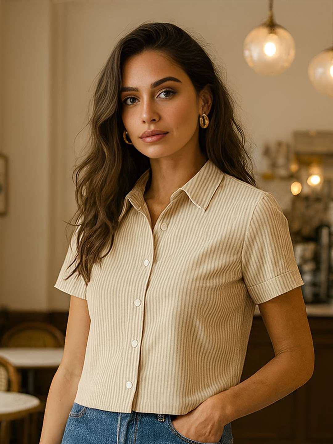 don't be basic Women Vertical Striped Shirts