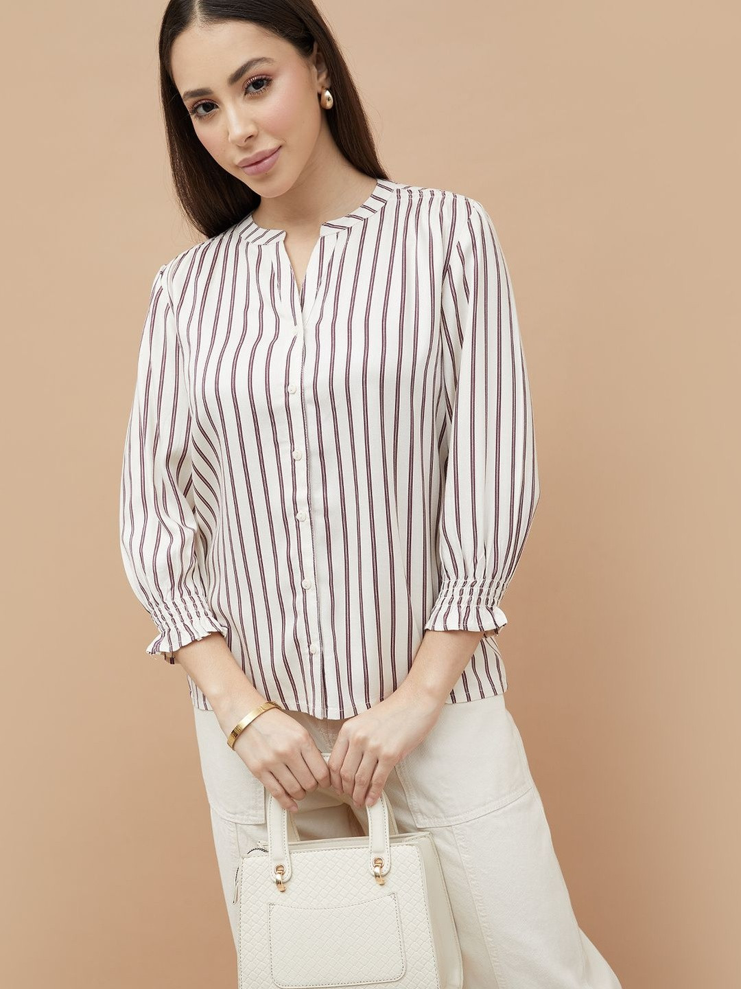 Fame Forever by Lifestyle Women Striped Viscose Rayon Top