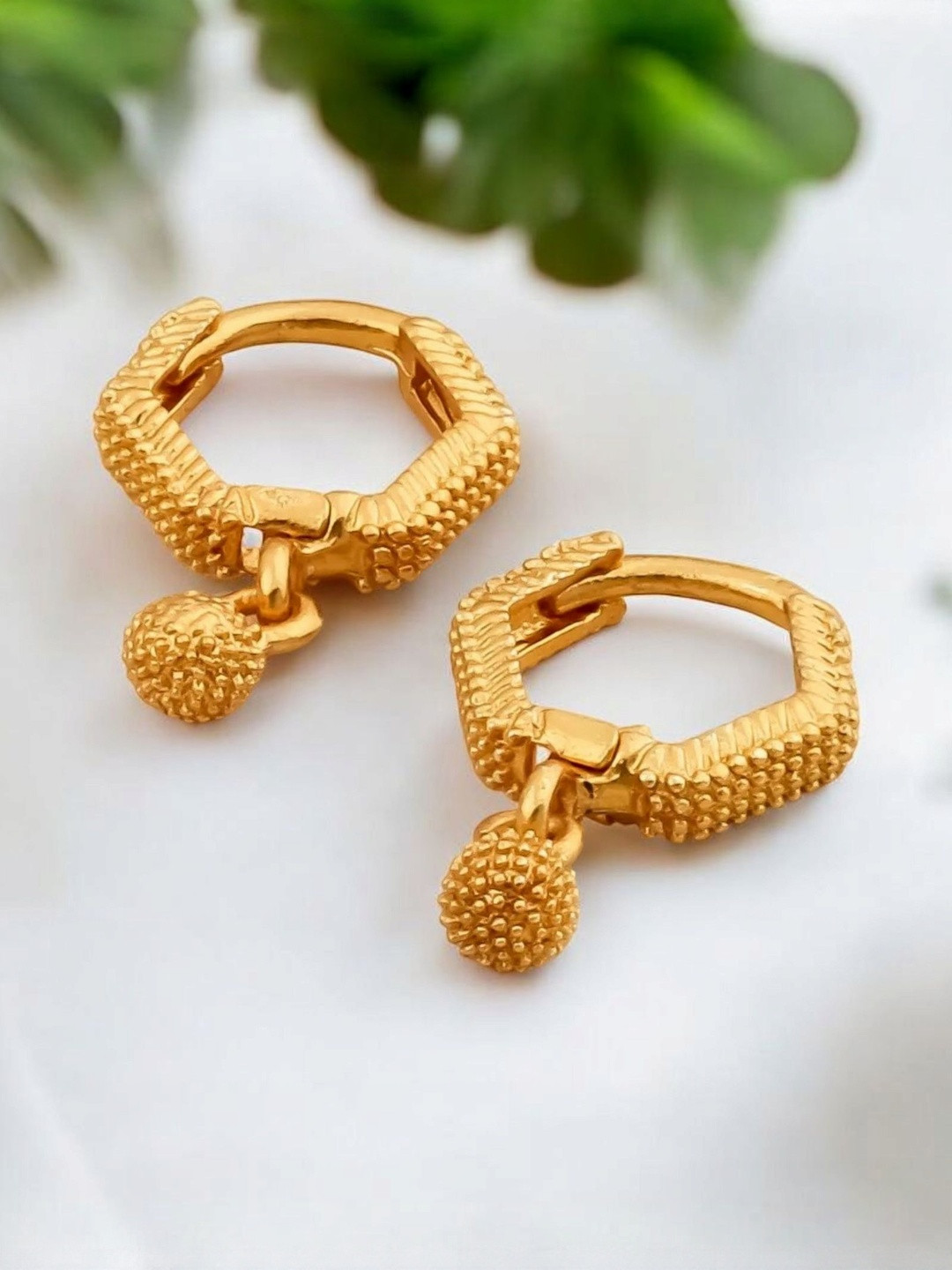 SHREE KRISHNA SHOPPING Gold-Plated Contemporary Hoop Earrings