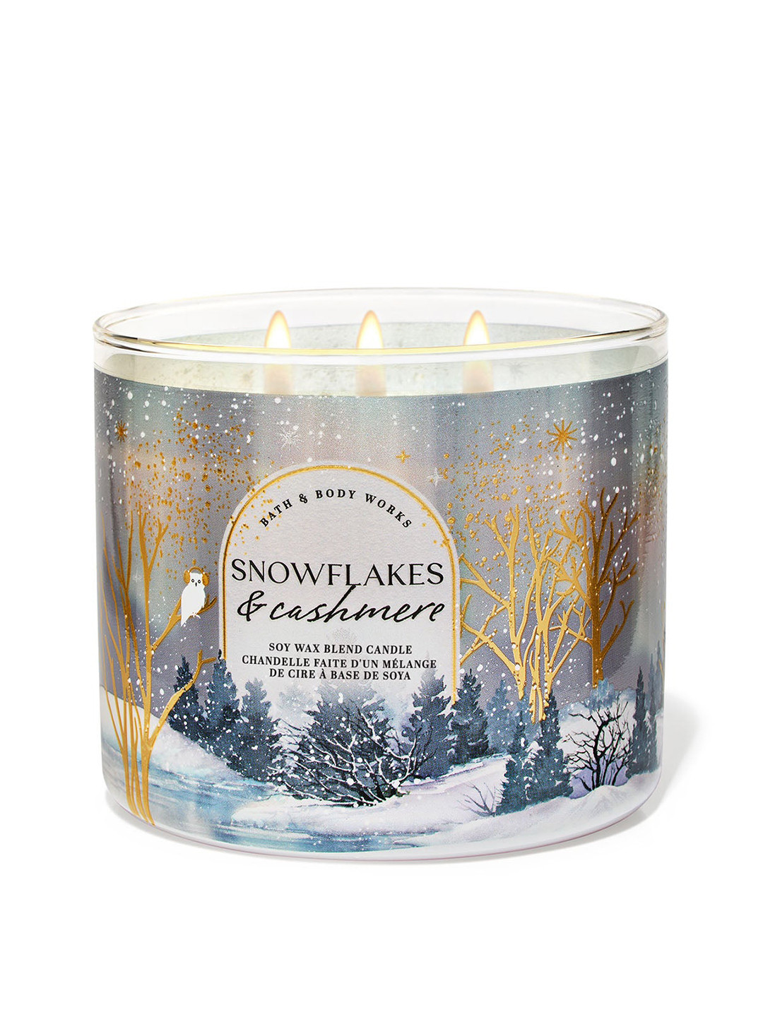 Bath & Body Works Snowflakes & Cashmere Soy Wax Blend 3-Wick Candle - 411 g
