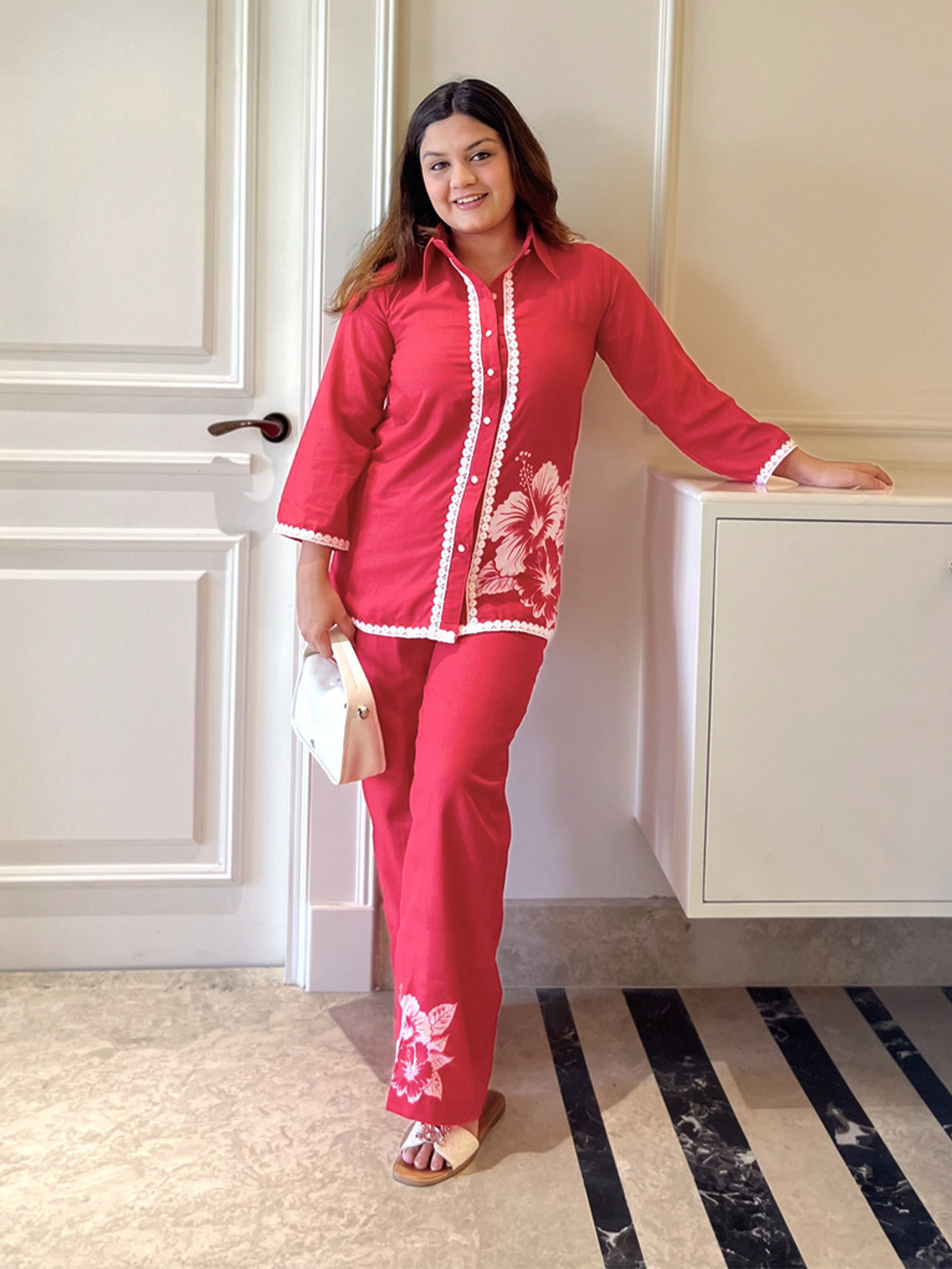 Akaya Printed Pure Cotton Shirt With Palazzos