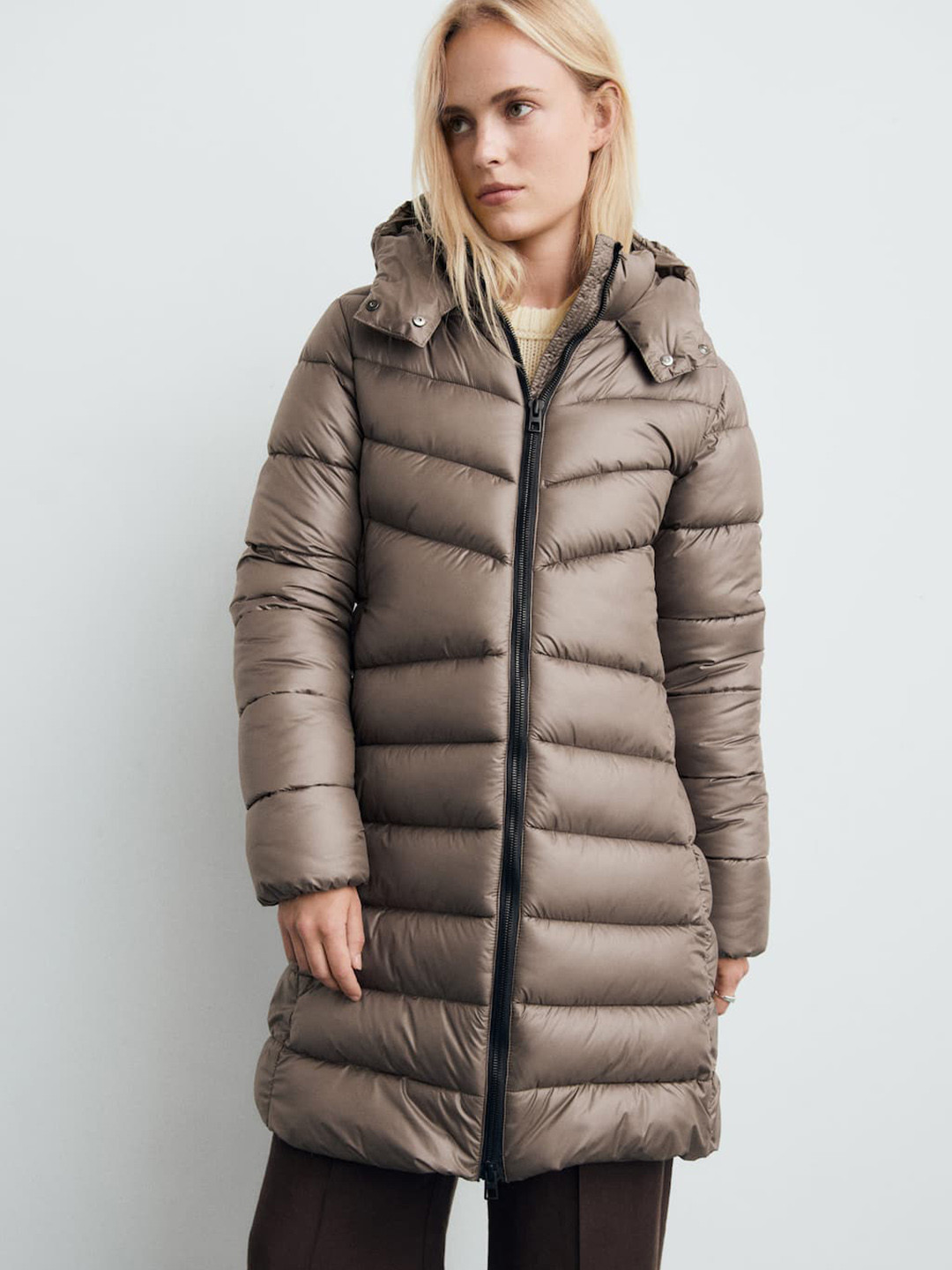 MANGO Hooded Longline Puffer Jacket