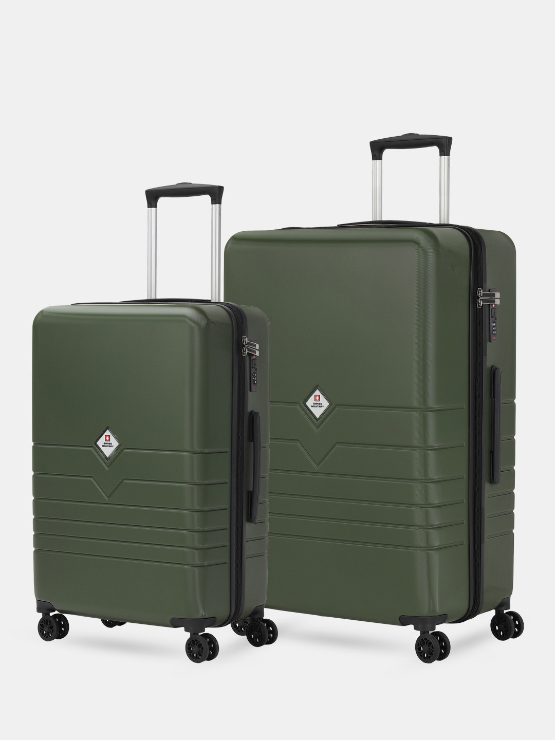 SWISS MILITARY Polycarbonate 8 Wheel Set Of 2 Large & Medium Trolley Bags