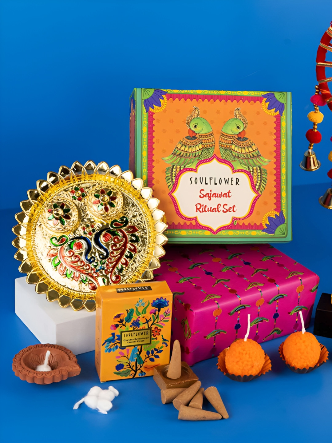 Soulflower Yellow & Orange 7 Pieces Sajawat Rituals Home Gift Sets