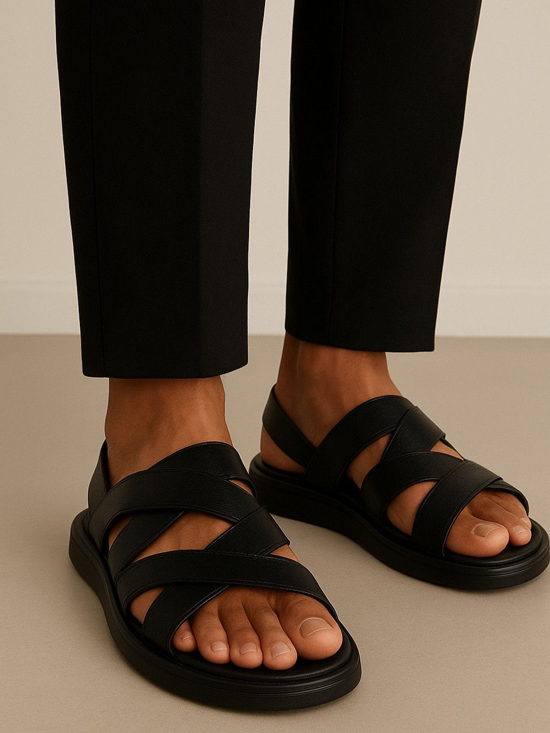 MICHEAL FERAAS Men Anti Odour Leather Comfort Sandals