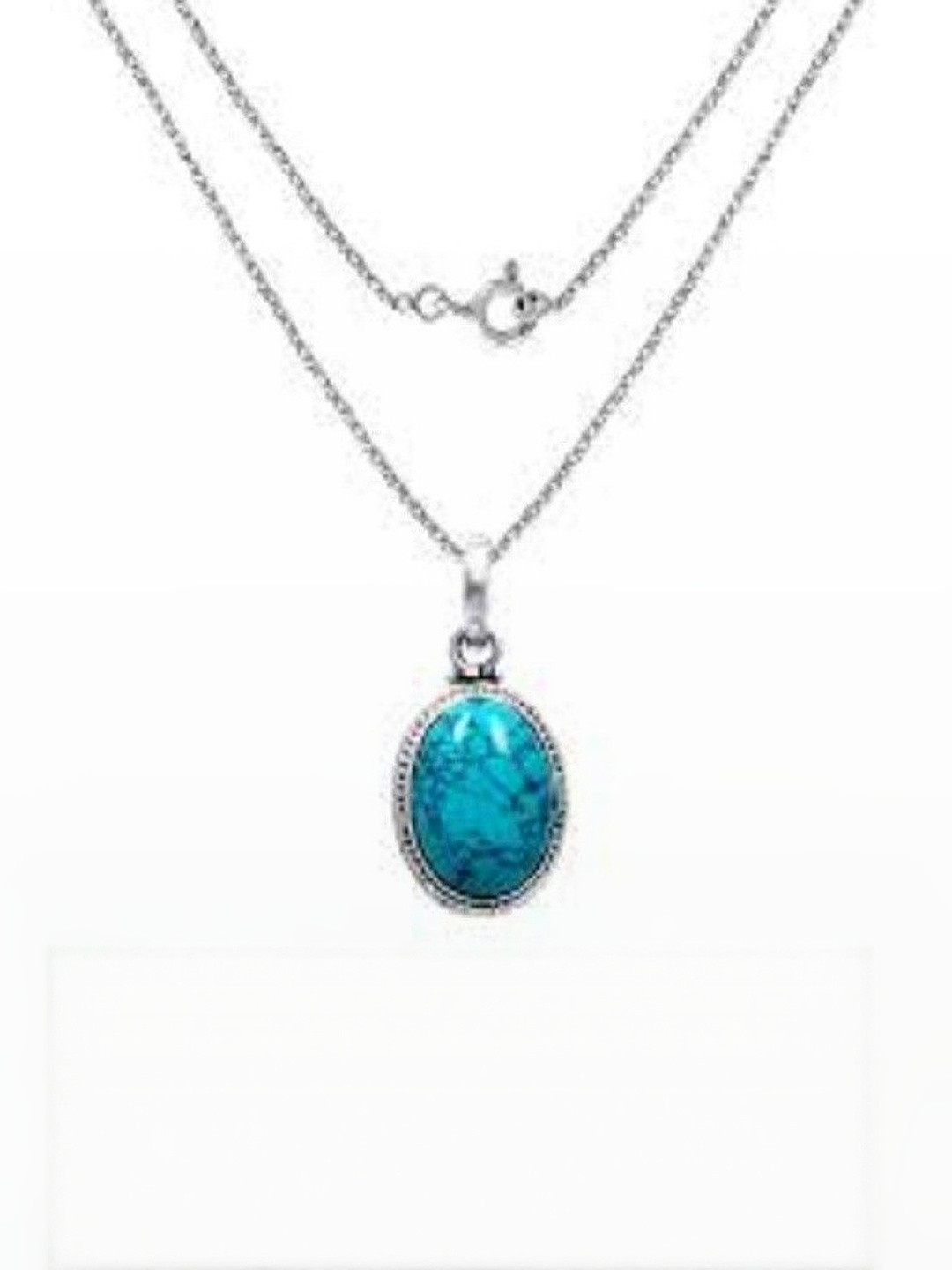 elitemart Silver-Plated Alloy Turquoise Pendant