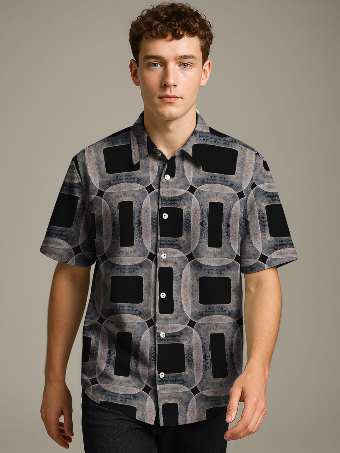 BULLMER Men Geometric Printed Shirts