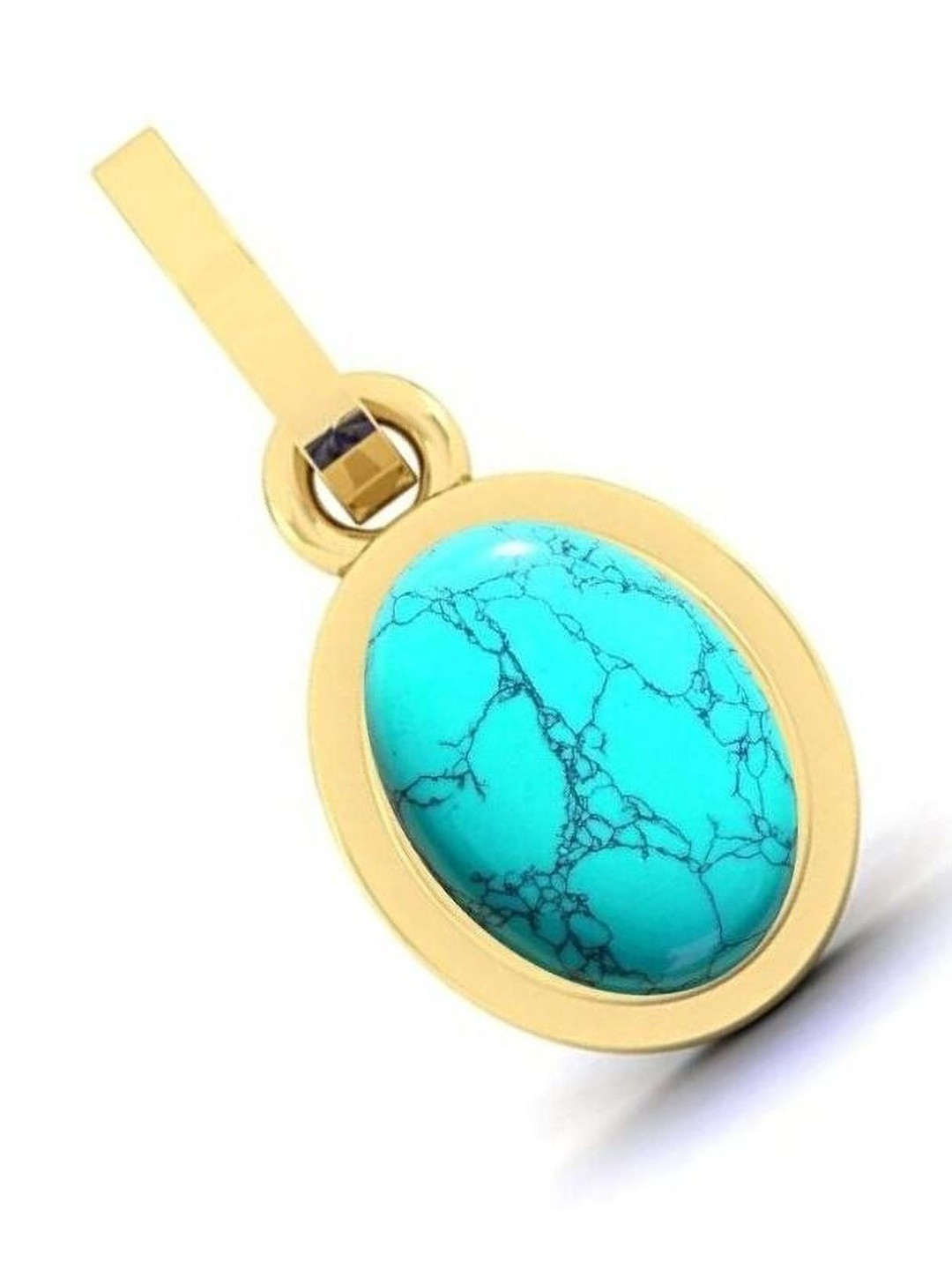elitemart Gold-Plated Brass Turquoise Pendant