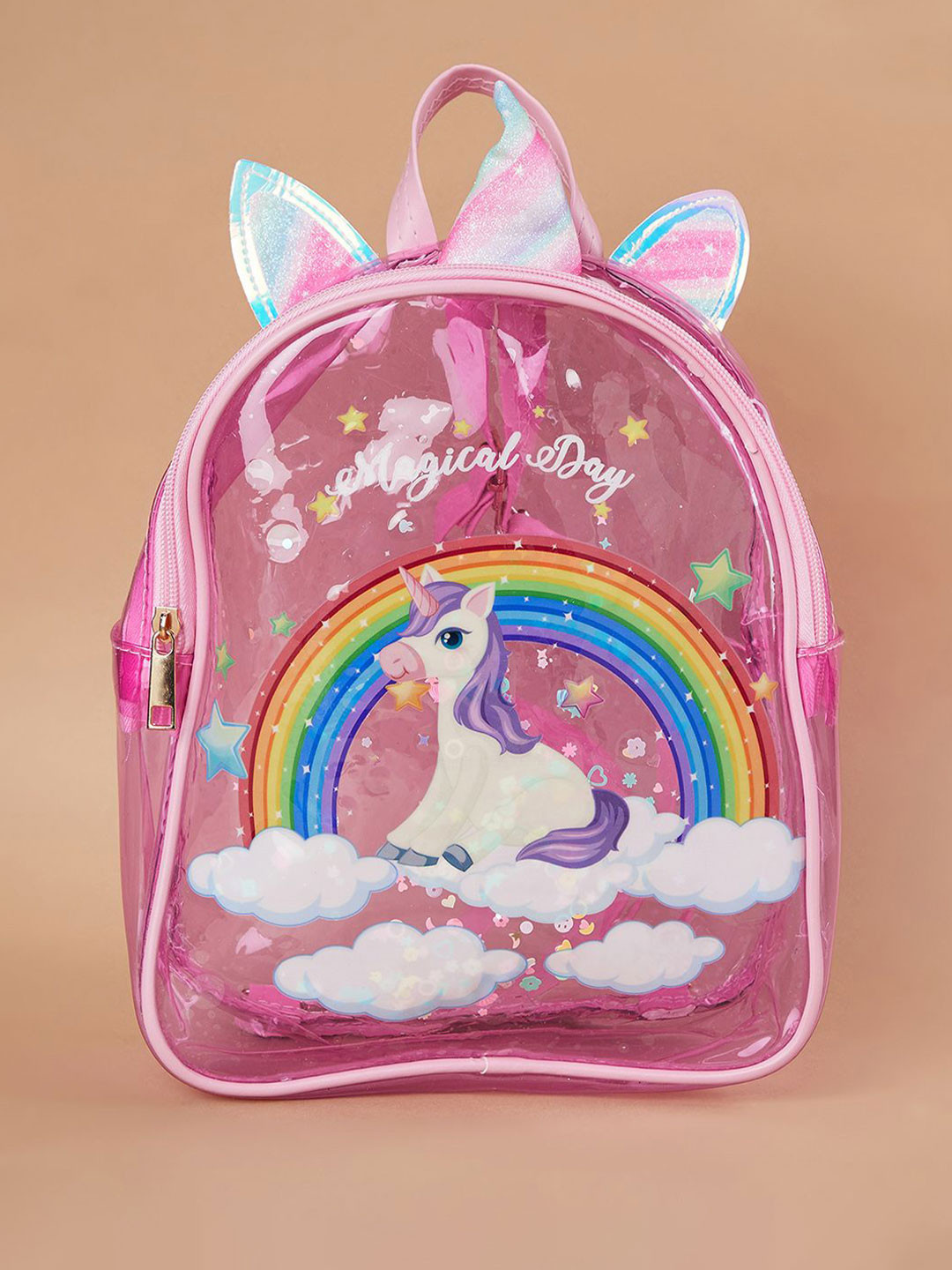 Ginger by Lifestyle Women Solid Transparent Embellished Backpack