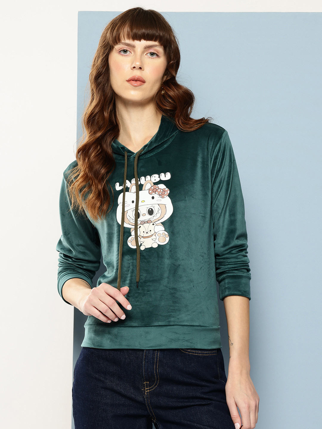 Aarika Humour & Comic Print Velvet Finish Sweatshirt