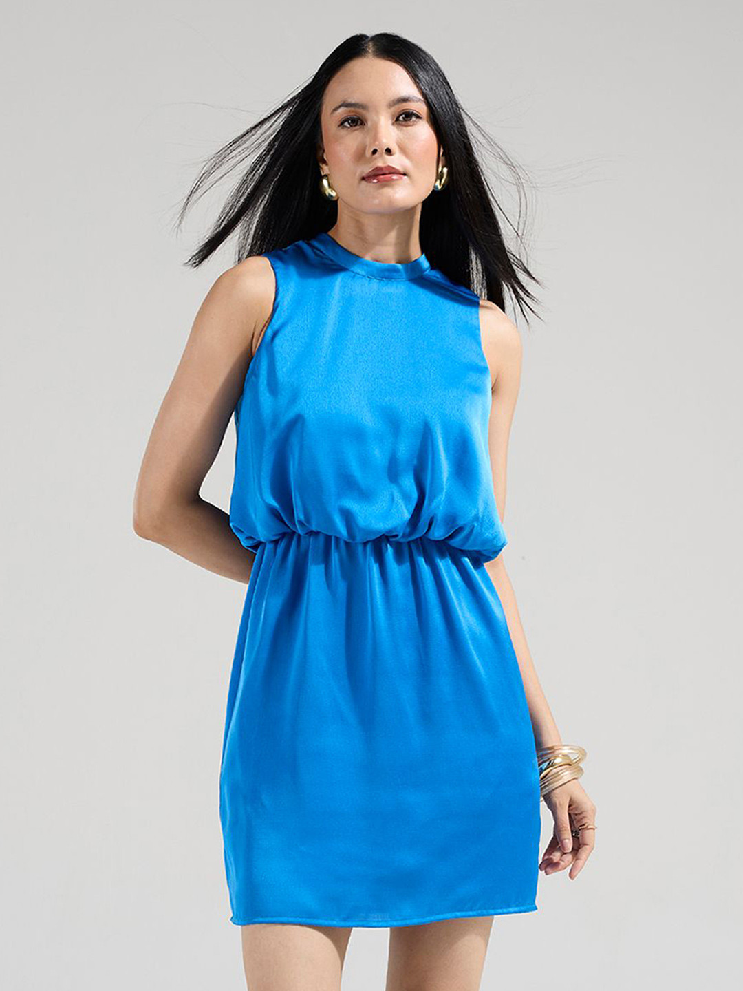 20Dresses Mock Neck Sleeveless Above Knee Blouson Dress