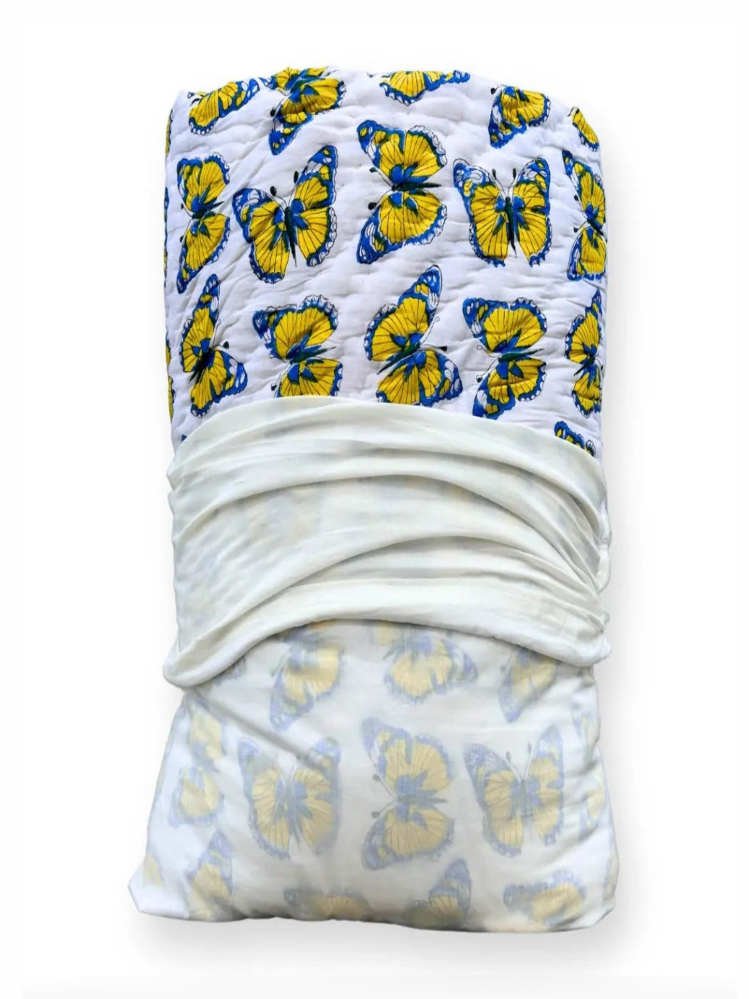 The Jaipur Wala Yellow & White Ethnic Motifs Cotton Summer Quilt