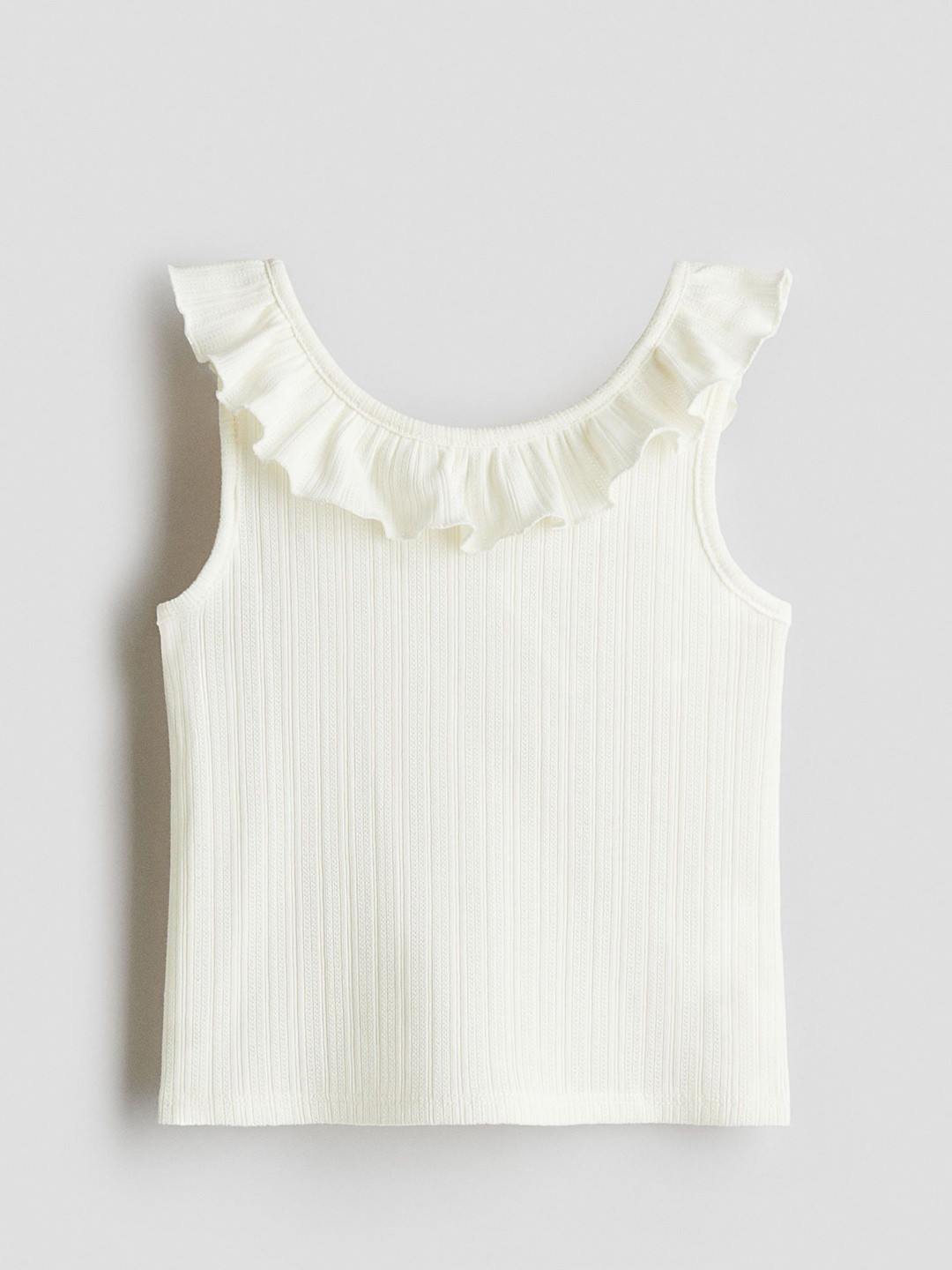 H&M Girls White Frill-Trimmed Top