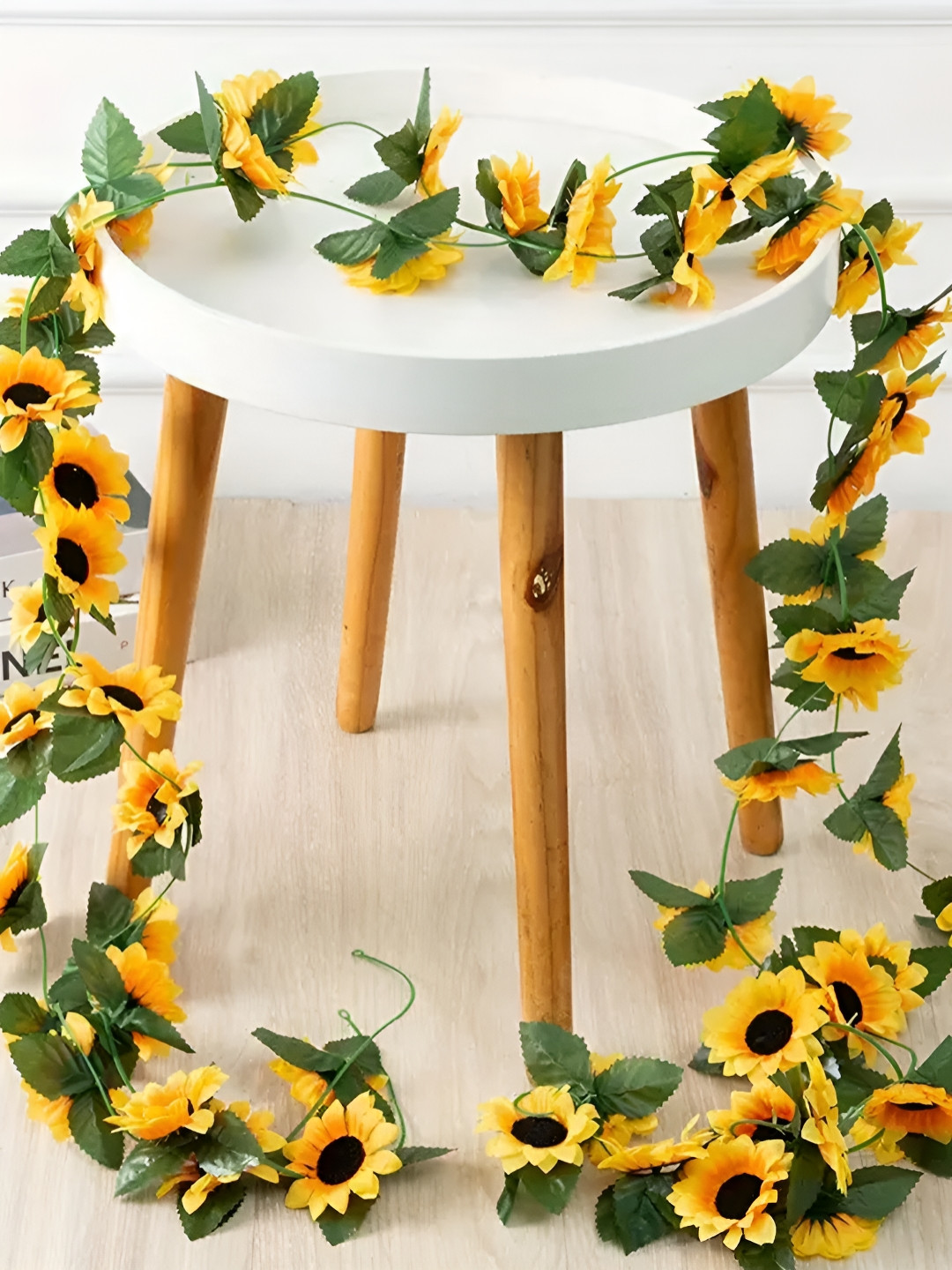 TIED RIBBONS Set of 2 Artificial Sunflower Garland with Hanging String (2.2 Meter)