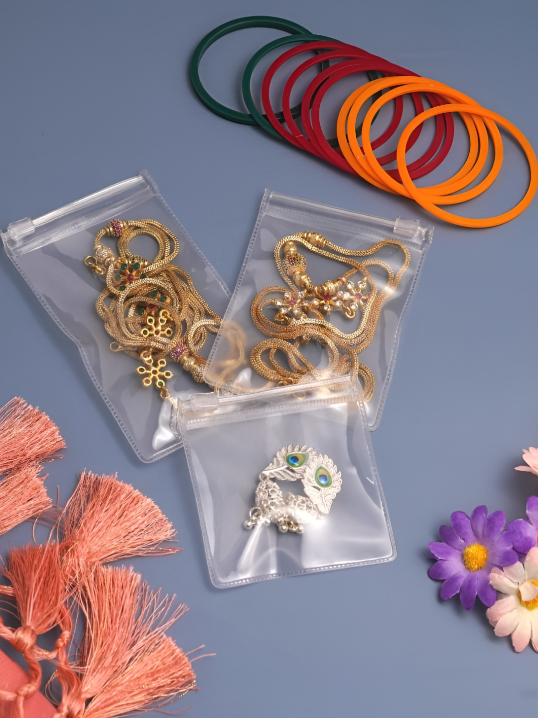 DECOM INDUSTRIES Set Of 3 Transparent Jewellery Storage Covers With Zip