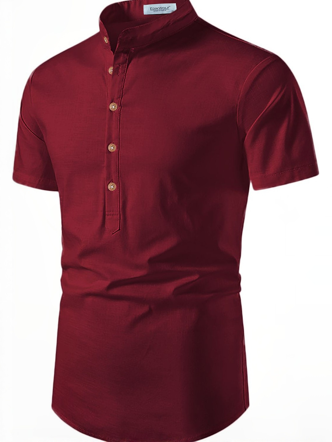 Edin Men Solid Short Sleeve Kurta