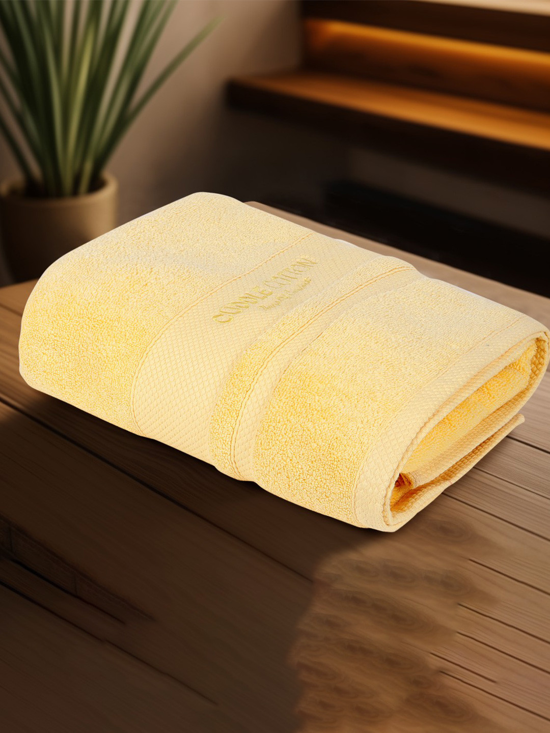 Cuddle cotton Yellow 1 Cotton 600 GSM Bath Towel
