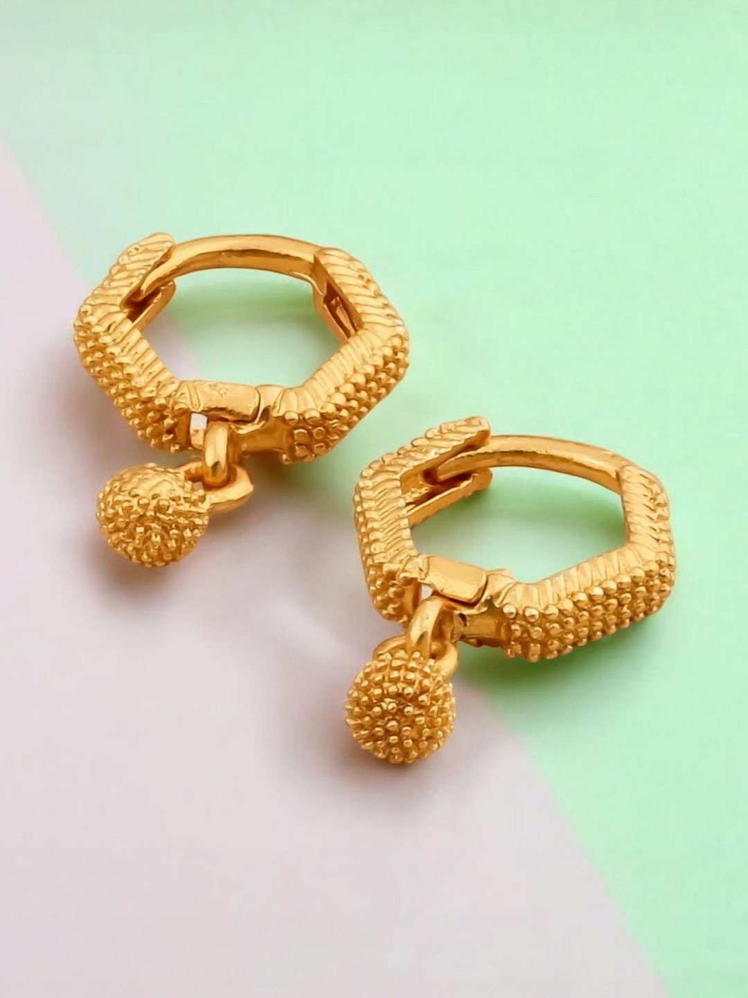 SHREE KRISHNA SHOPPING Gold-Plated Geometric Drop Earrings