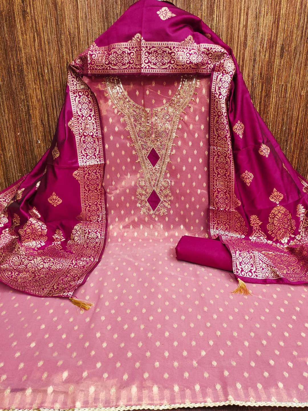 SYS Brand - Shop Your Style Ethnic Motifs Woven Design Unstitched Dress Material