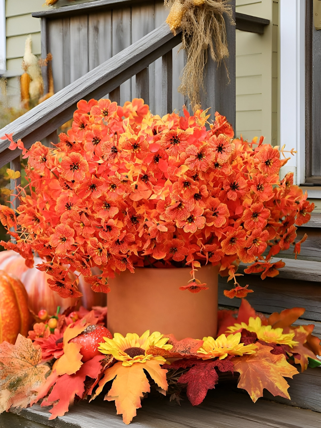 TIED RIBBONS Set of 5 Artificial Eucalyptus Flower Bunch for Vase