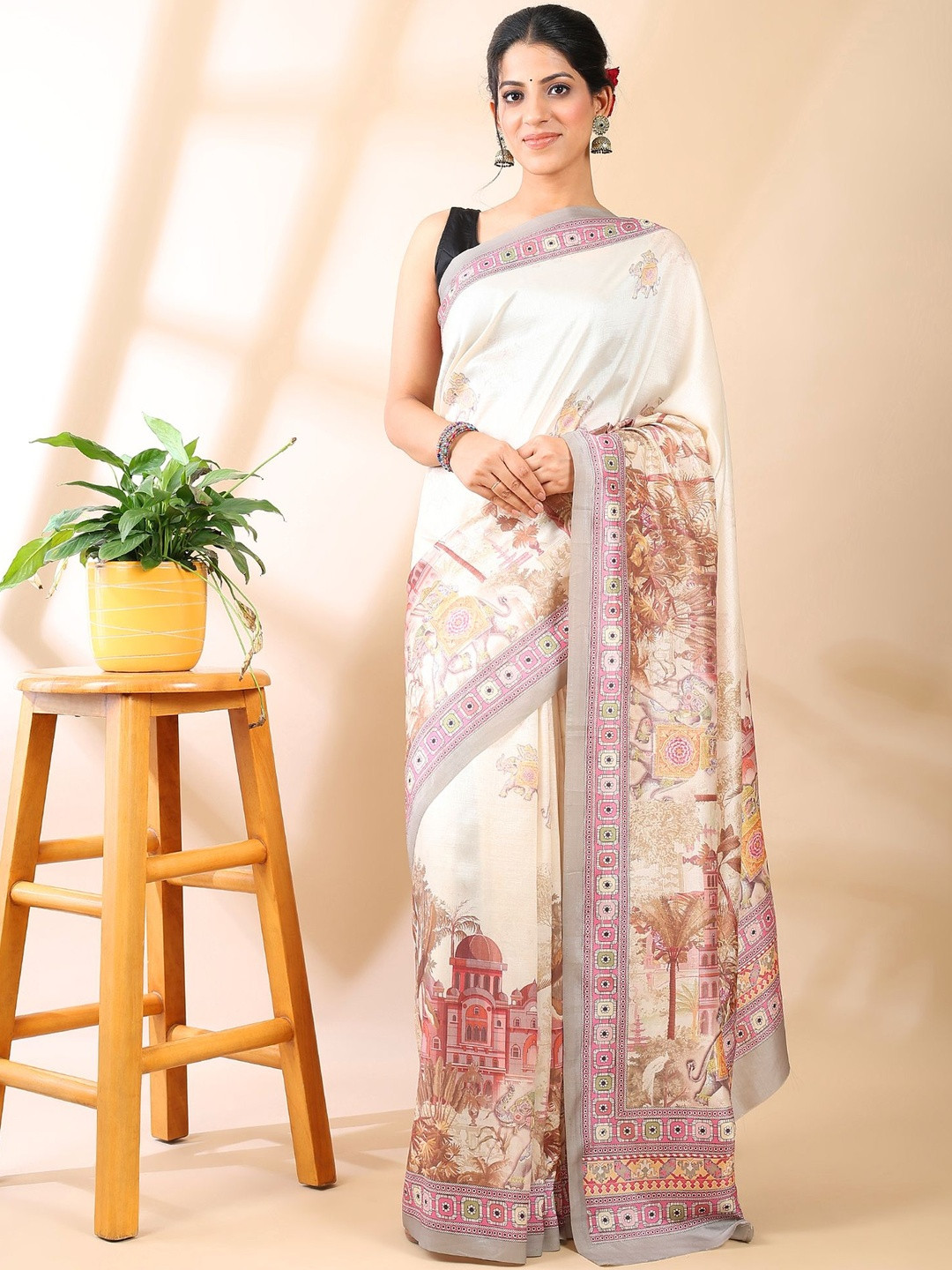 BAEDESI Royal Reverie - Culture Story Ethnic Motifs Printed Saree