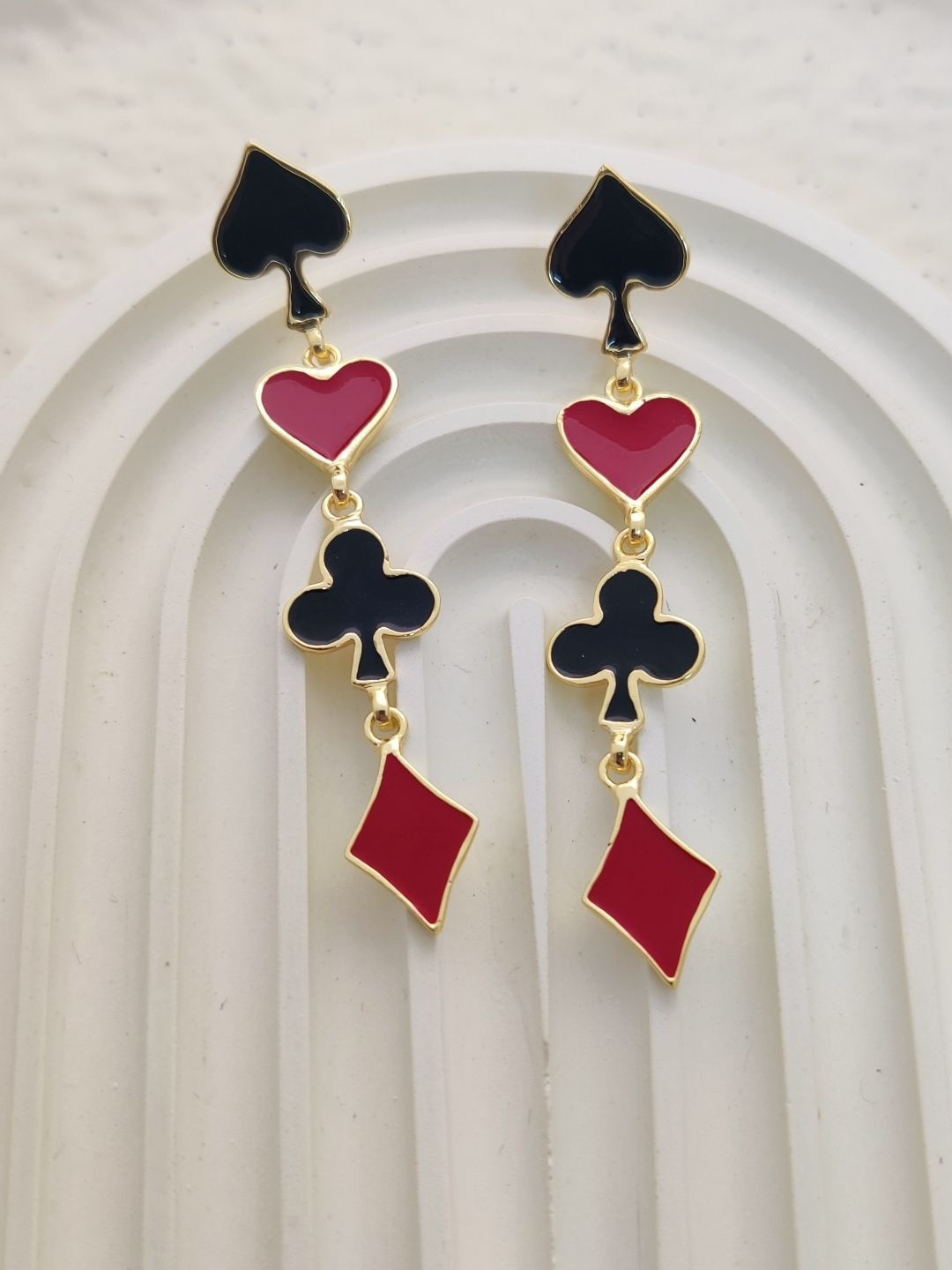 Mokshali Jewelry Gold-Plated Cards Suits Long Earrings