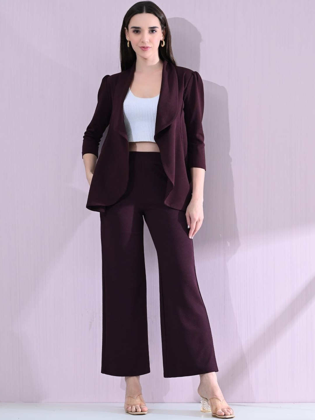 CORSICA Women Wine Solid Co-Ord Set