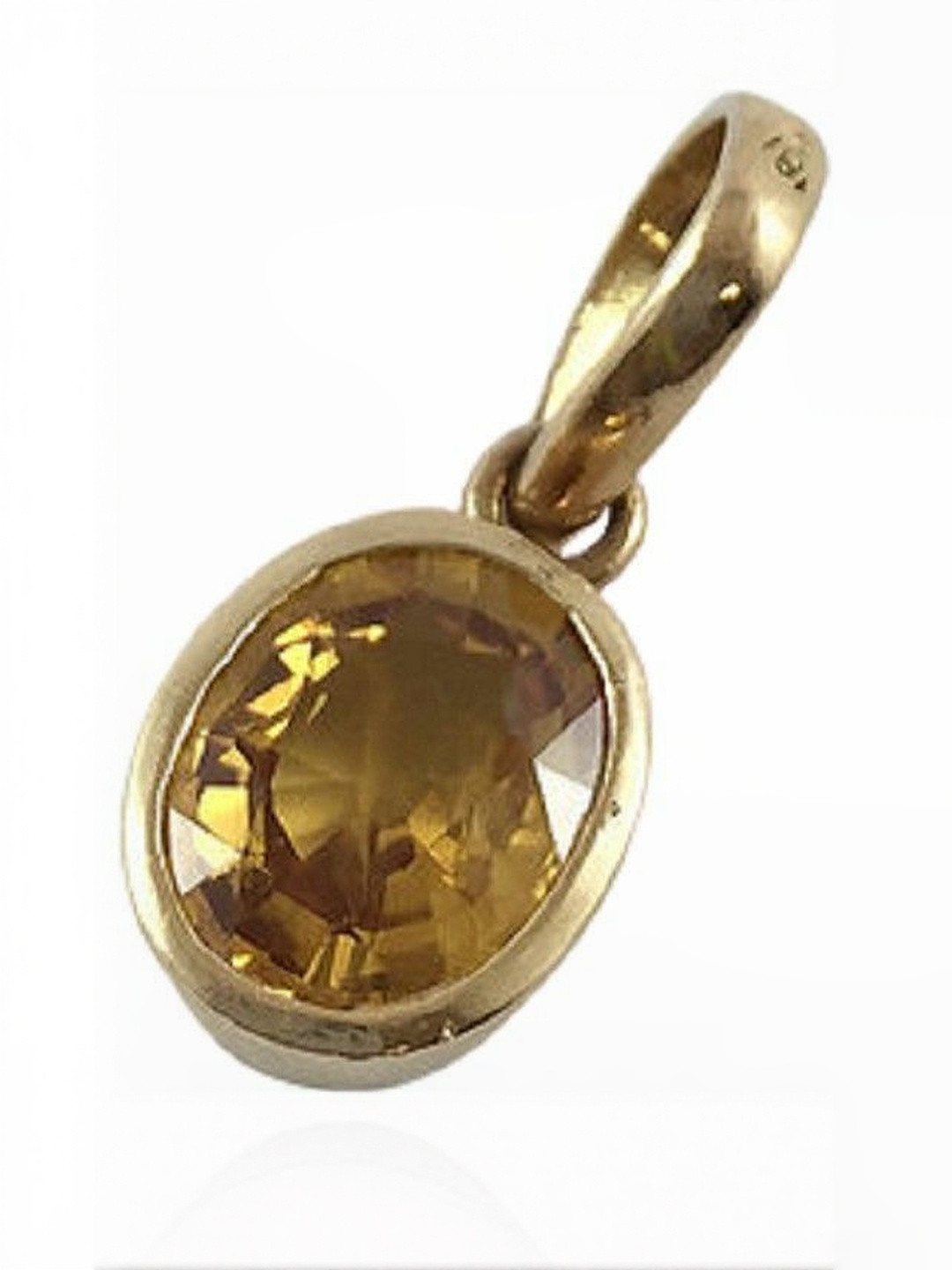 elitemart Unisex Gold-Plated 6.25 carat Yellow Sapphire Stone Studded Oval Shaped Pendant