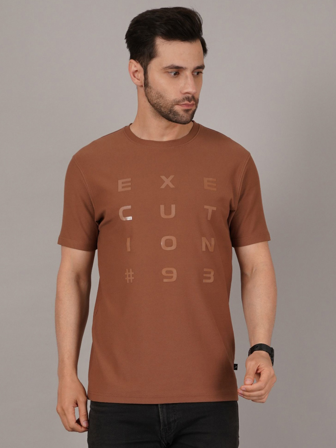 Davno Men Typography Printed Round Neck Cotton T-shirt