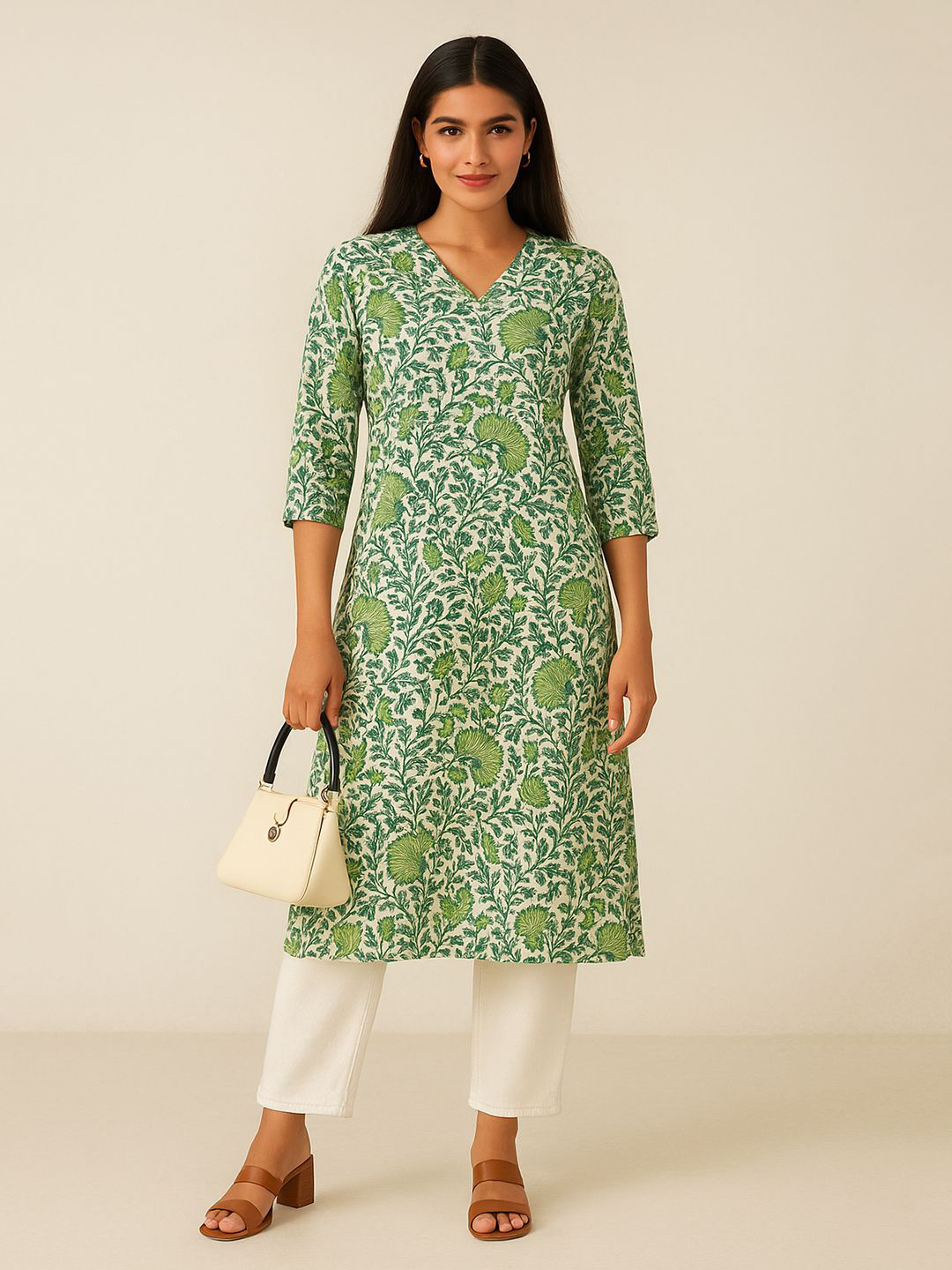 Eco Clothing Women Abstract Printed Daily Cotton Straight Kurta